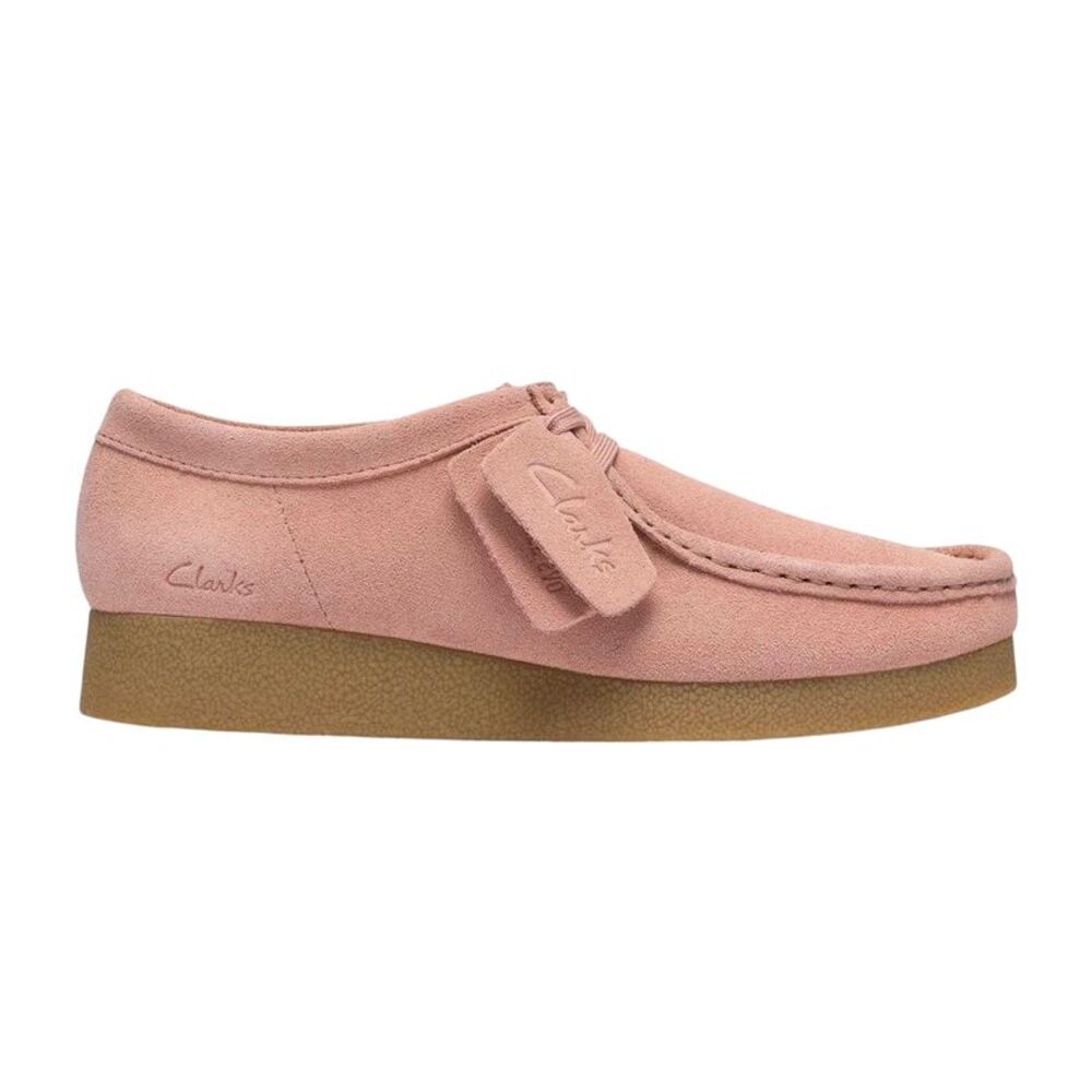 Clarks Womens/Ladies Wallabee Suede Flat Moccasins / Light Pink
